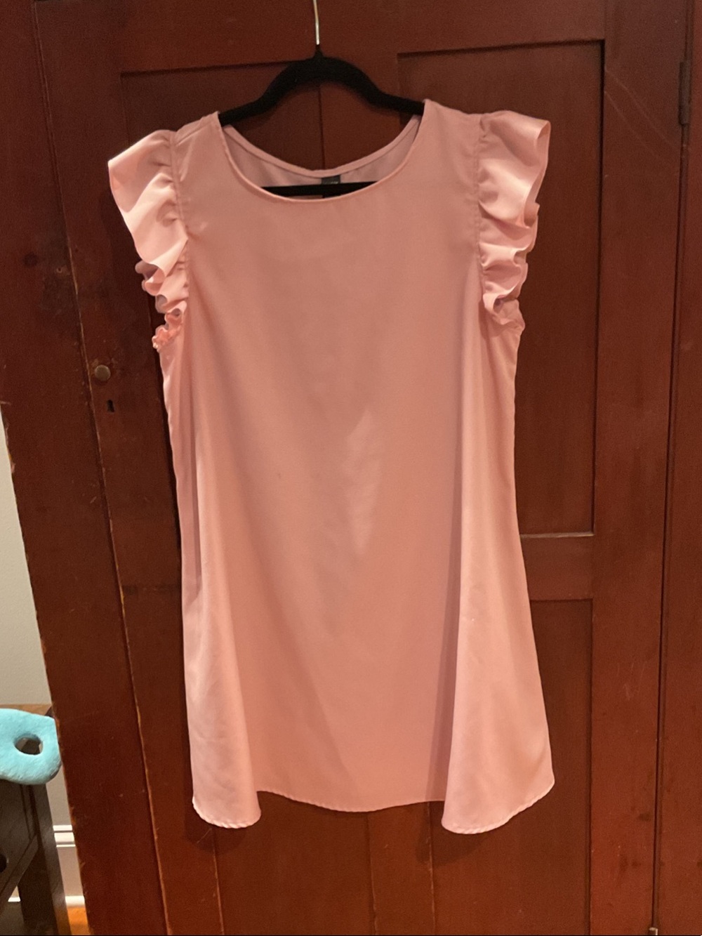 SHEIN Light Pink Asymmetrical Ruffle Sleeve Shift Dress